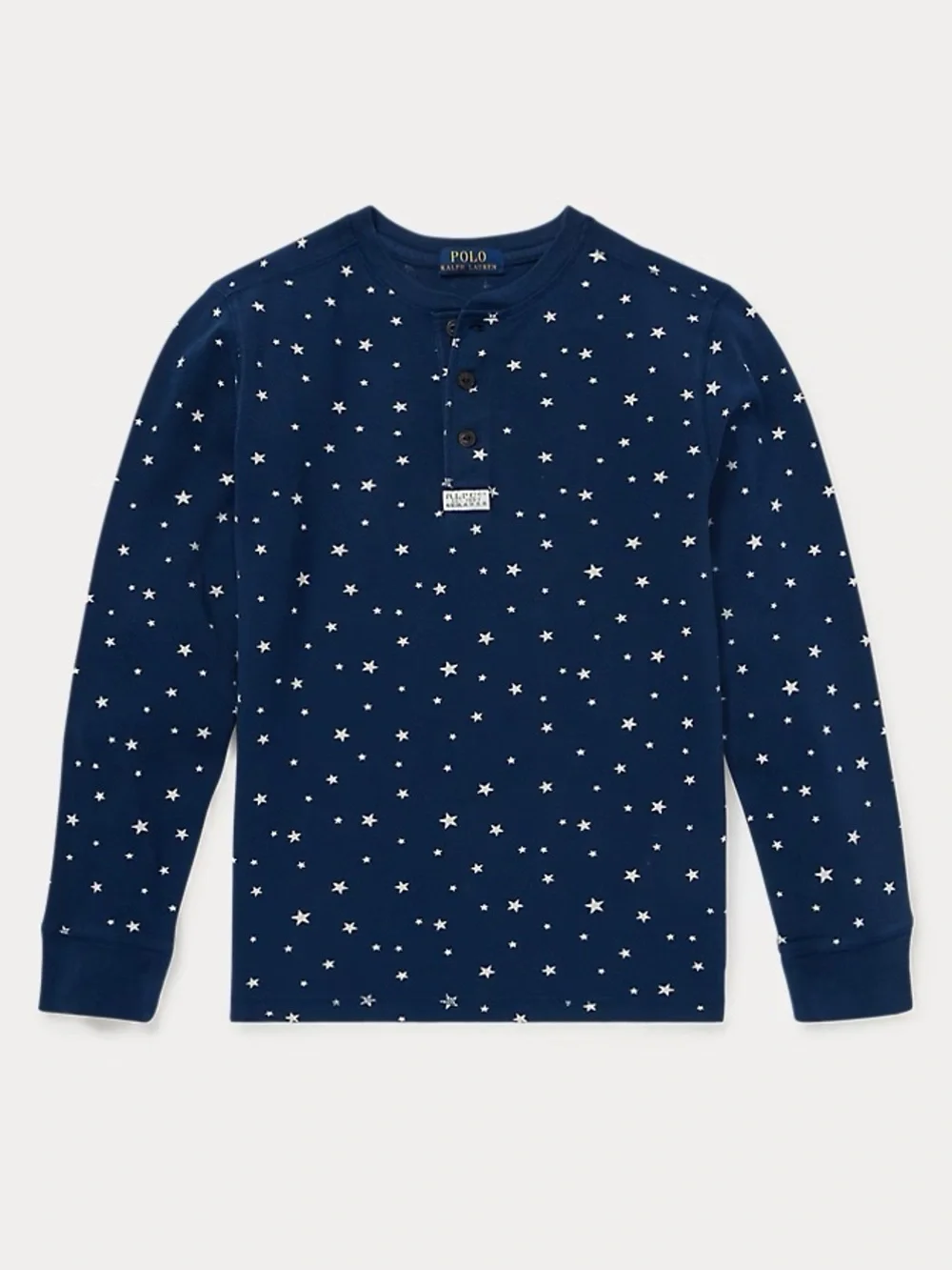 Polo Ralph Lauren Boys Long Sleeve Blue Star Print Cotton Henley Shirt. 2. 2T.